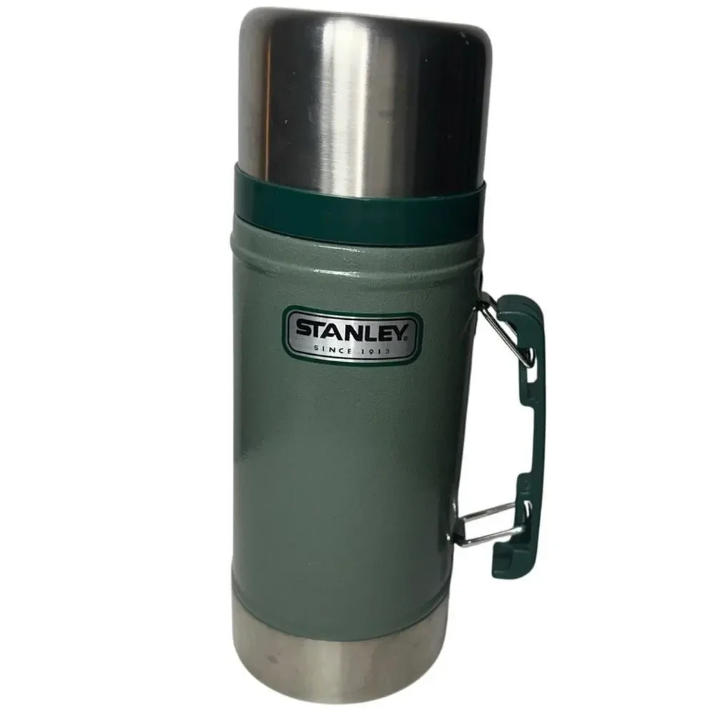 Stanley Insulated Green & Silver 24 oz Hot Cold Thermos Vacuum Food Jar